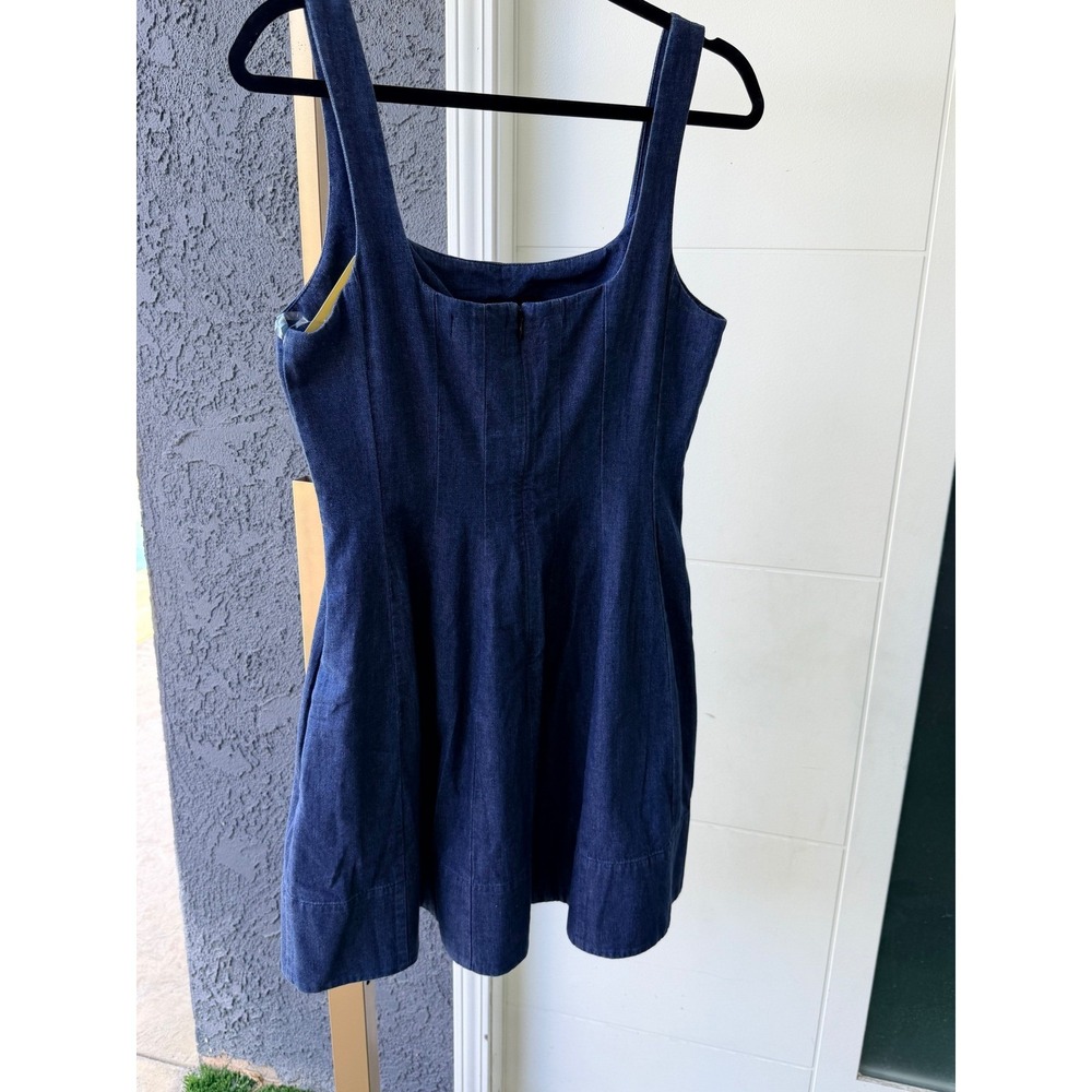 KUT Amelie Denim Dress, Square Neck Fit and Flare Mini Dress with Pockets - Picture 8 of 9